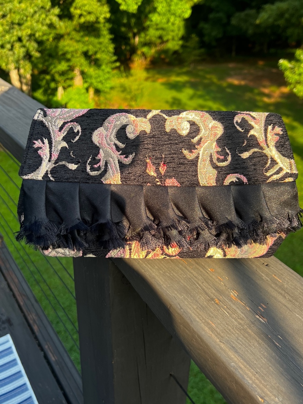 NWT Shiraleah Chicago Tapestry Fringe Clutch | Romantic Cottage Quiet Luxury
